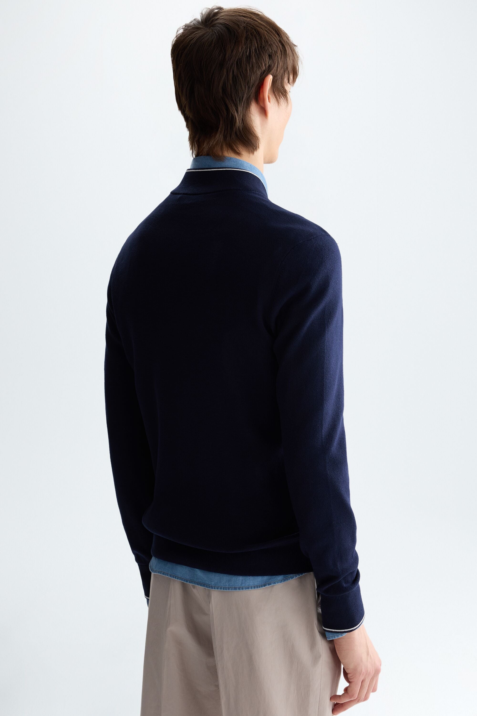 Origami quilted nylon knit bomber jacket navy - Purificacion