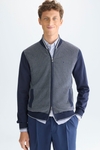 Pima cotton jacquard knit bomber jacket