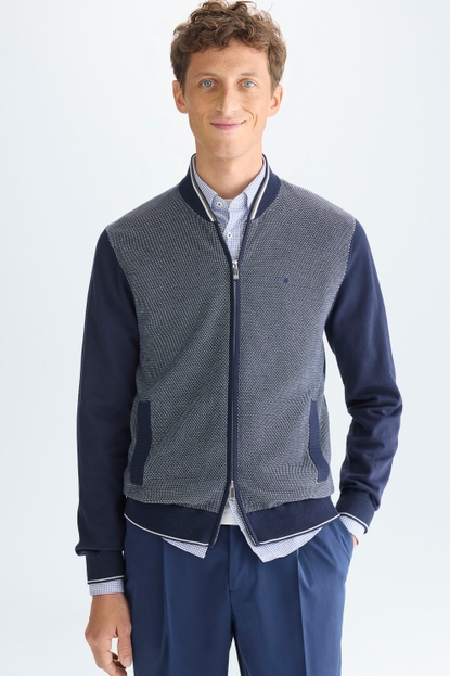 PIMA COTTON JACQUARD KNIT BOMBER JACKET