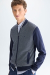 Pima cotton jacquard knit bomber jacket