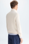 Half-zip cube textured cotton sweater