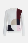 Geometric intarsia pima cotton knit sweater