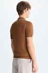 Ribbed effect knit polo shirt