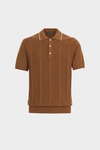 Ribbed effect knit polo shirt