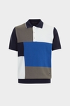 Colorblock intarsia knit polo shirt