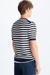 Striped pointelle knit t-shirt