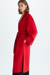 Double-faced wool wrap long coat