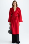 Double-faced wool wrap long coat