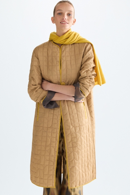 QUILTED NYLON REVERSIBLE LONG COAT