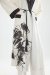 Floral print crepe oversize dust coat