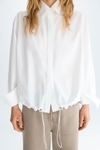 Gathered hem poplin straight-fit shirt