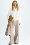 Gathered hem poplin straight-fit shirt