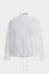 Gathered hem poplin straight-fit shirt