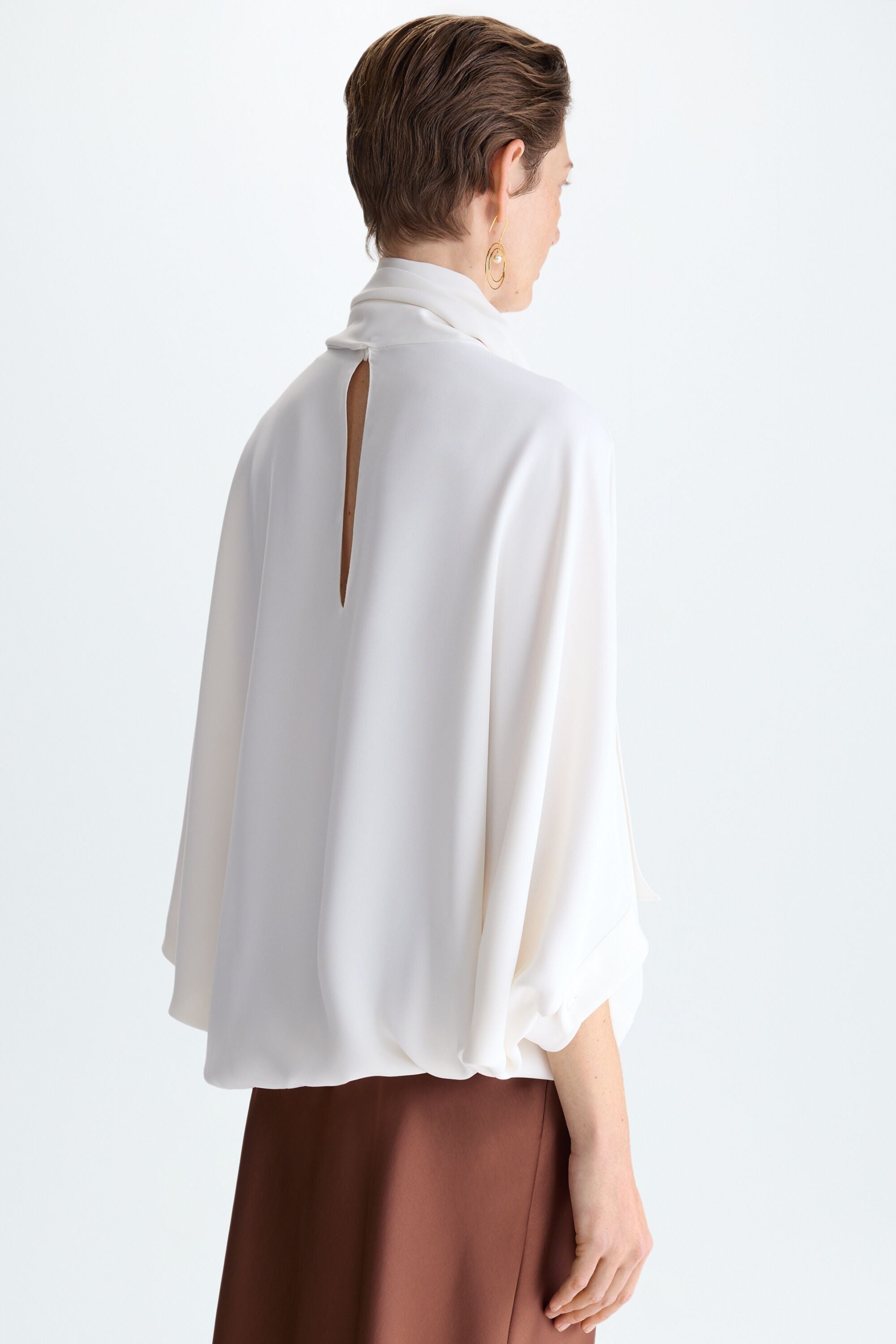 Crepe oversize blouse with scarf ecru - Purificacion Garcia Crepe oversize blouse with scarf ecru - Purificacion Garcia