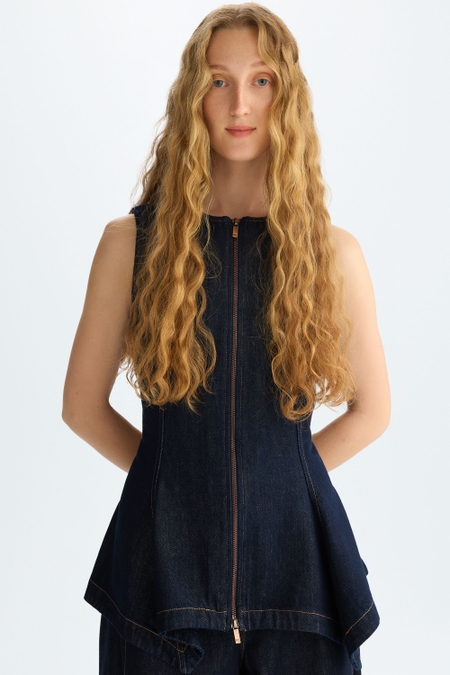 TOP ENTALLADO DENIM CREMALLERA