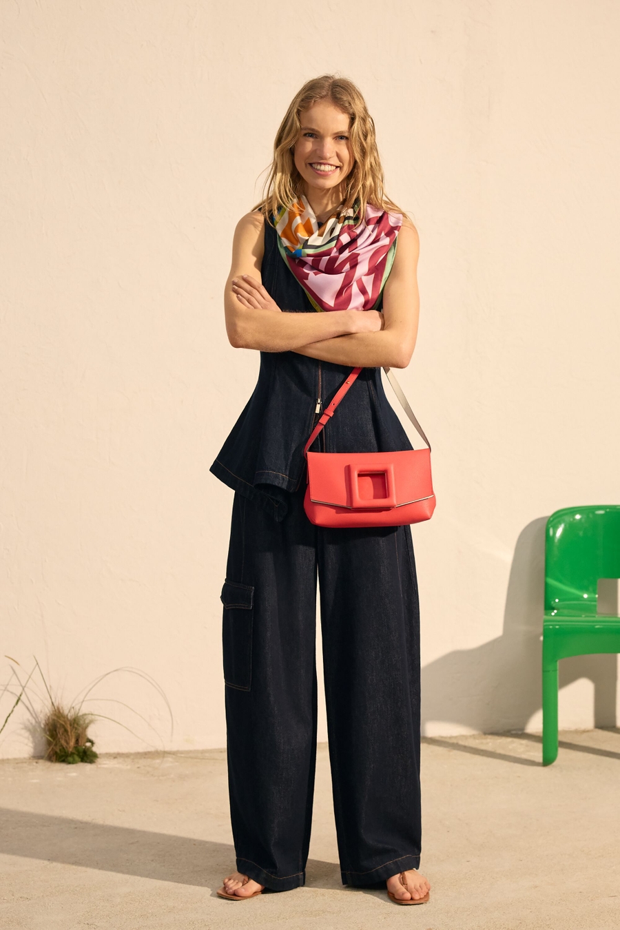 TOP ENTALLADO DENIM CREMALLERA