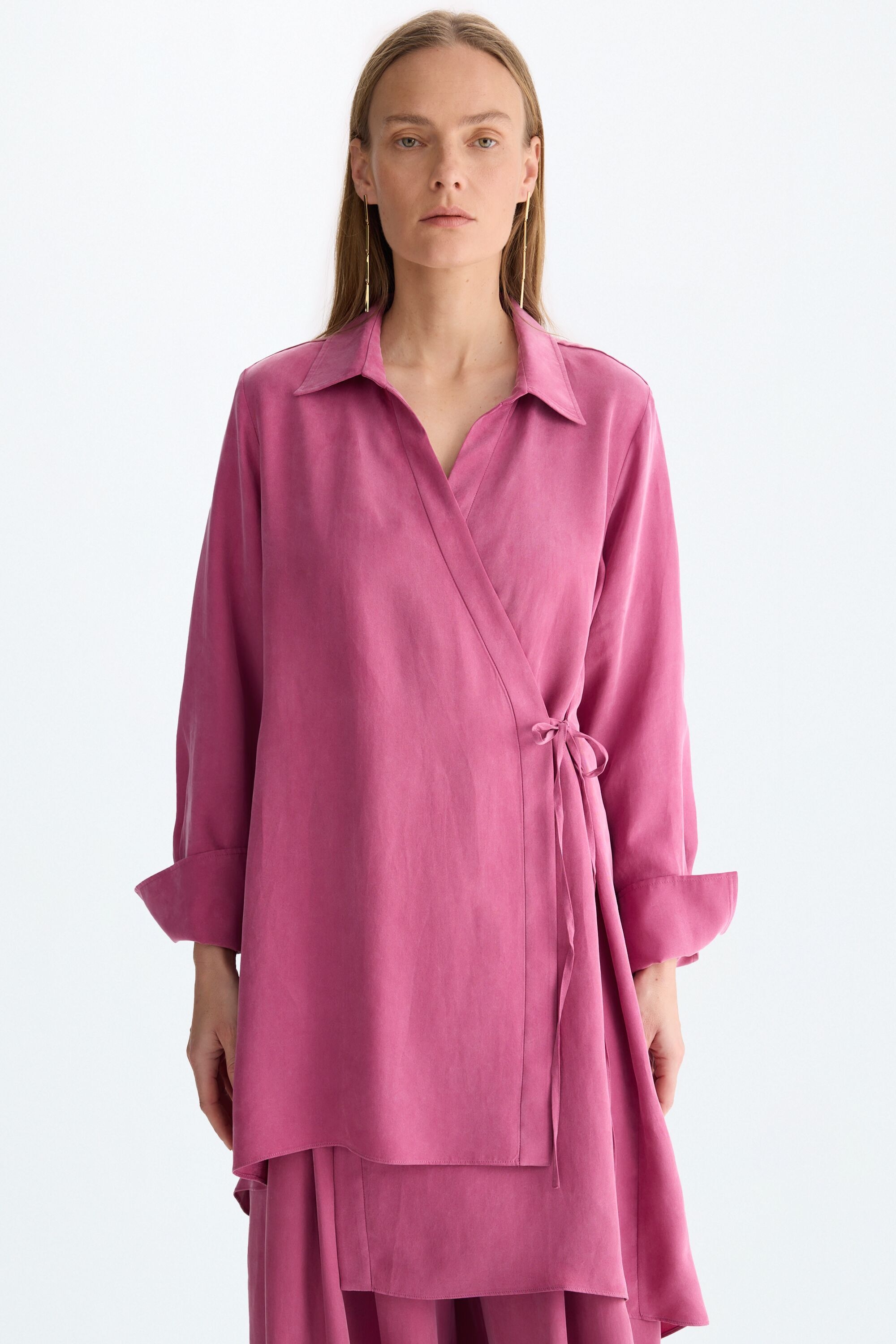 Cupro asymmetric oversize shirt