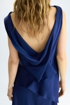 Draped asymmetric satin straight-fit top