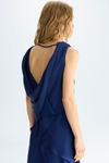 Draped asymmetric satin straight-fit top