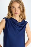 Draped asymmetric satin straight-fit top