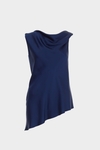 Draped asymmetric satin straight-fit top