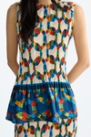 Afric8 print pleated twill A-line top