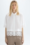 Cut-out embroidered poplin oversize shirt