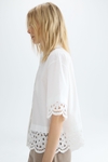 Cut-out embroidered poplin oversize shirt