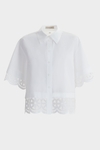 Cut-out embroidered poplin oversize shirt