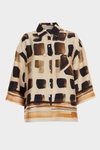 Cubos print twill oversize shirt