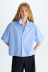 Embroidered poplin oversize short shirt