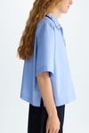 Embroidered poplin oversize short shirt