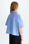 Embroidered poplin oversize short shirt