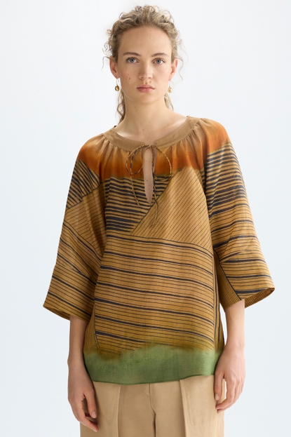 STRIPED PRINT RAMIE OVERSIZE BLOUSE