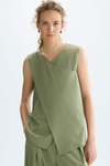 Poplin wrap A-line top