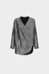 Draped metallic wrap fitted top