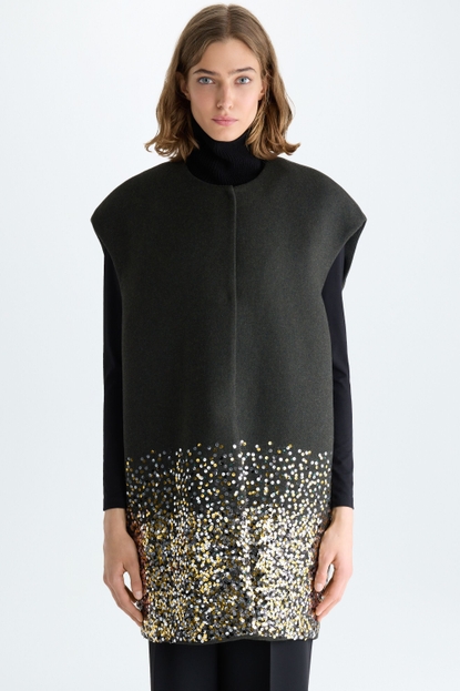 SEQUINNED WOOL COCOON GILET