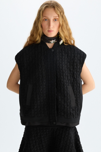 EMBOSSED COTTON OVERSIZE GILET