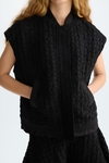 Embossed cotton oversize gilet