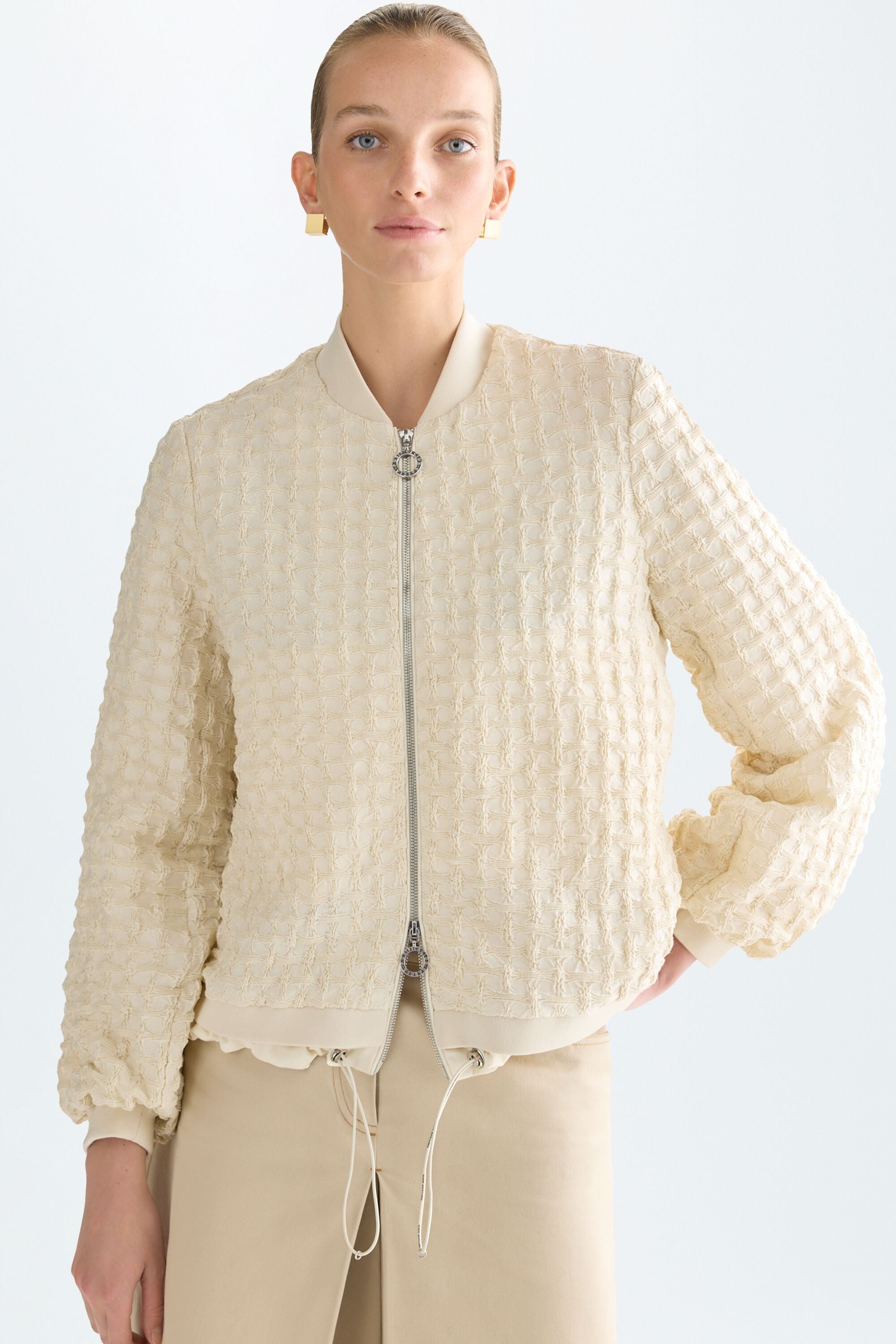 【Anyone more】Orb ivory wool padded jacket 8seconds Seamless High Neck Puffer Down Ivory | Puffer for