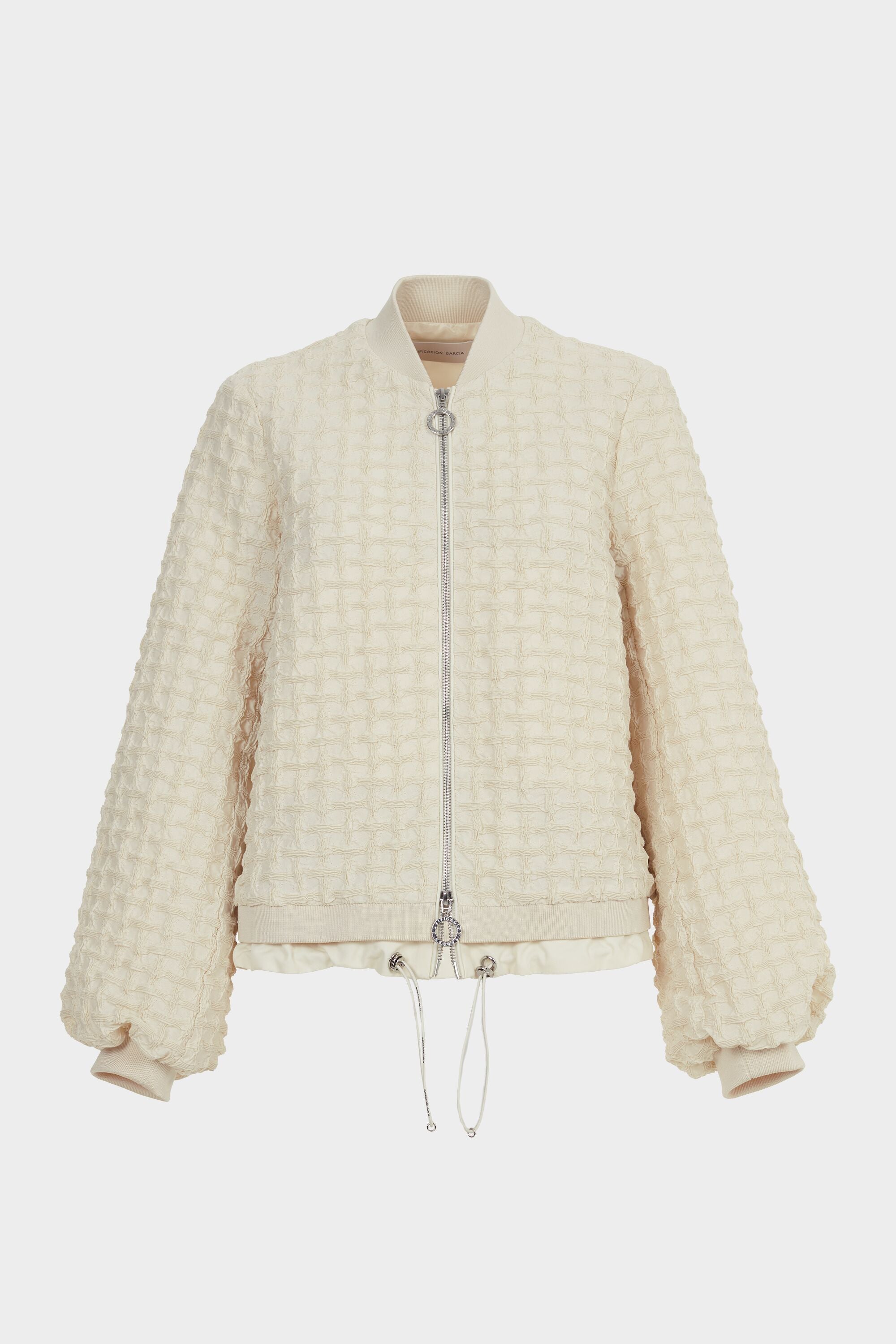 Cubes embossed cotton oversize jacket ecru - Purificacion