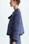 Denim-effect woven A-line short jacket