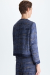 Denim-effect woven A-line short jacket