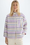 Striped cotton A-line short jacket