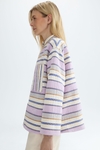 Striped cotton A-line short jacket