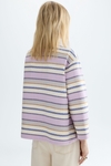 Striped cotton A-line short jacket