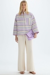 Striped cotton A-line short jacket