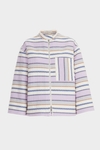 Striped cotton A-line short jacket