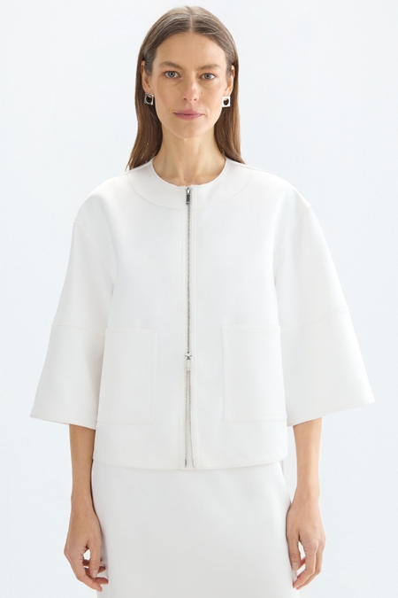 DOUBLE SATIN STRAIGHT-FIT SHORT JACKET
