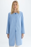 Rubberised linen straight-fit coat